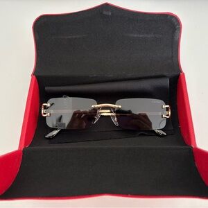 Cartier Men's Sunglasses with Black Lenses and Gold Accents
1:1